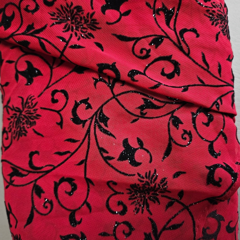 Jessica Howard Red Black Glitter Floral Dress Size 14 Y2K Whimsigoth - Picture 4 of 11